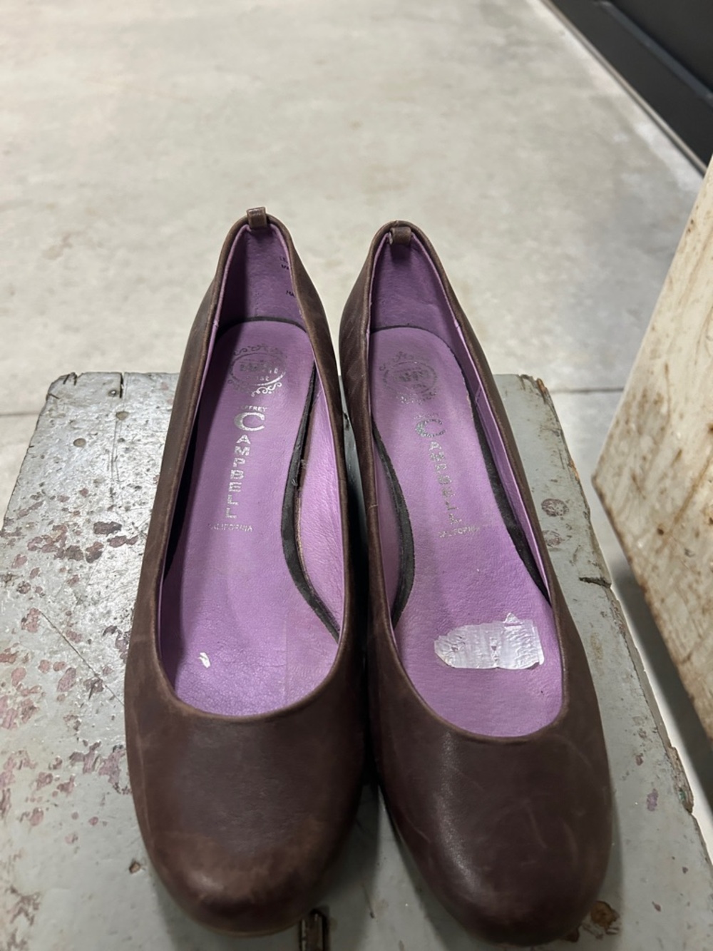 Jeffrey Campbell Brown Leather Ballet Flats with Purple Insole